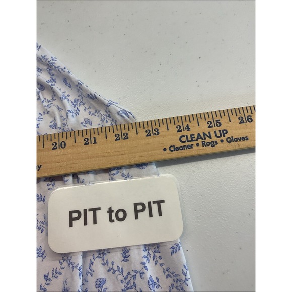 EILEEN WEST BLUE FLORAL COTTON SLEEVELESS LONG NIGHTGOWN ~ SIZE 2X - Picture 7 of 9